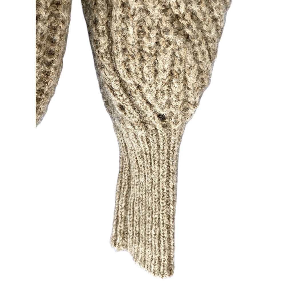 Sezane Gisele Sweater Small Camel Brown Kid Mohair Merino Wool Knit Chevron Rib - Picture 9 of 9